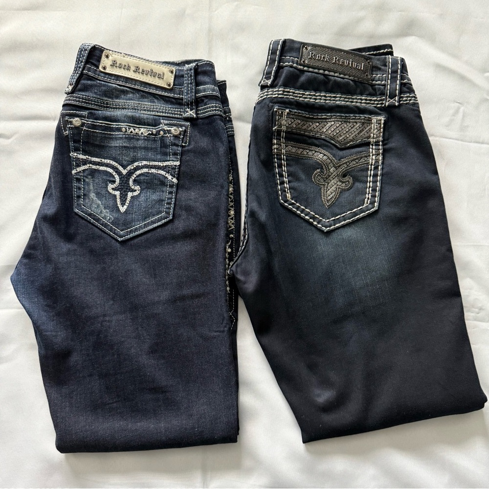 Rock Revival Indigo Denim with Embroidered Pockets